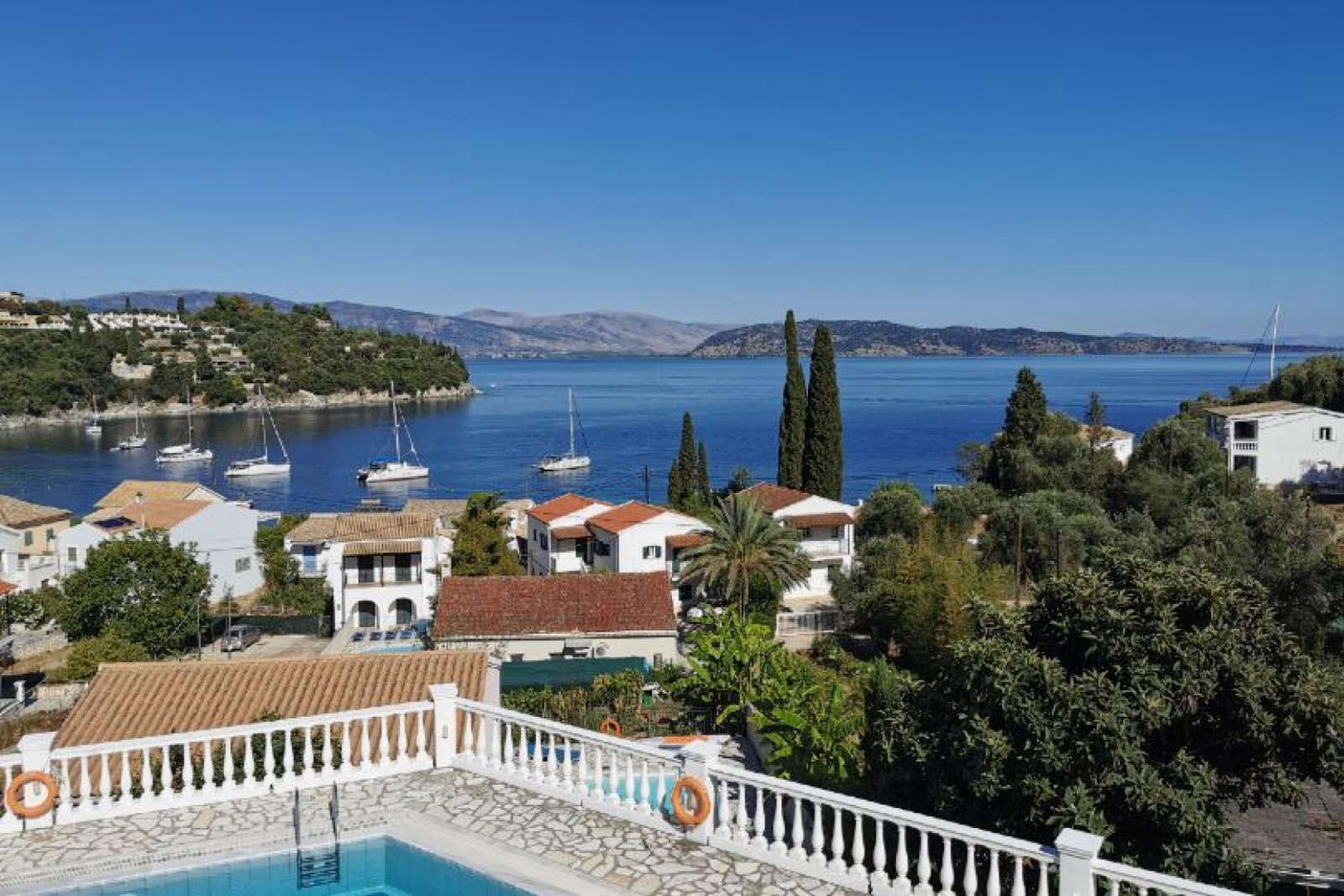 The view from Sunvil's Kalami Bay apartments in Kalami, Corfu