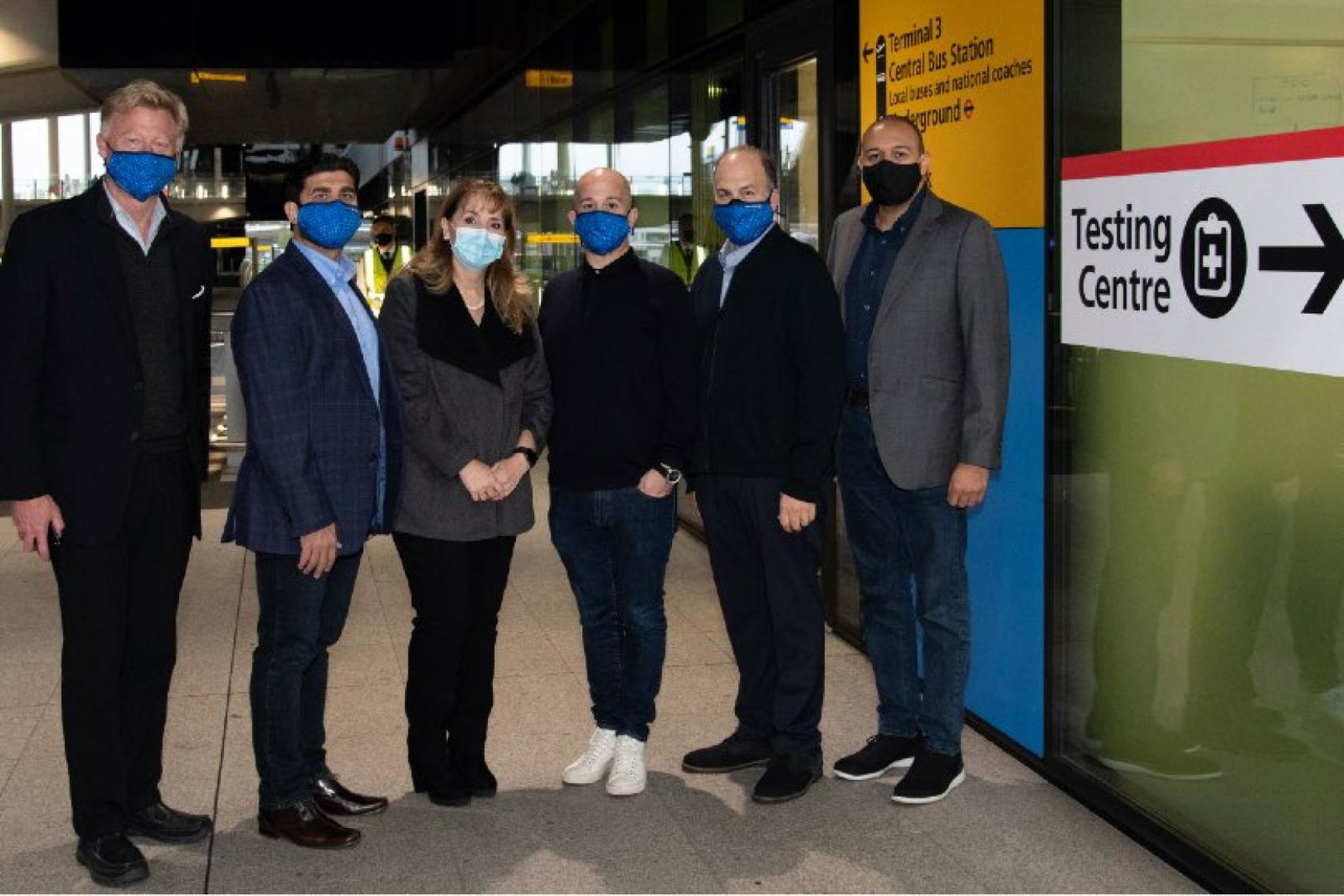 A group of volunteers used the CommonPass digital health pass before boarding their flight