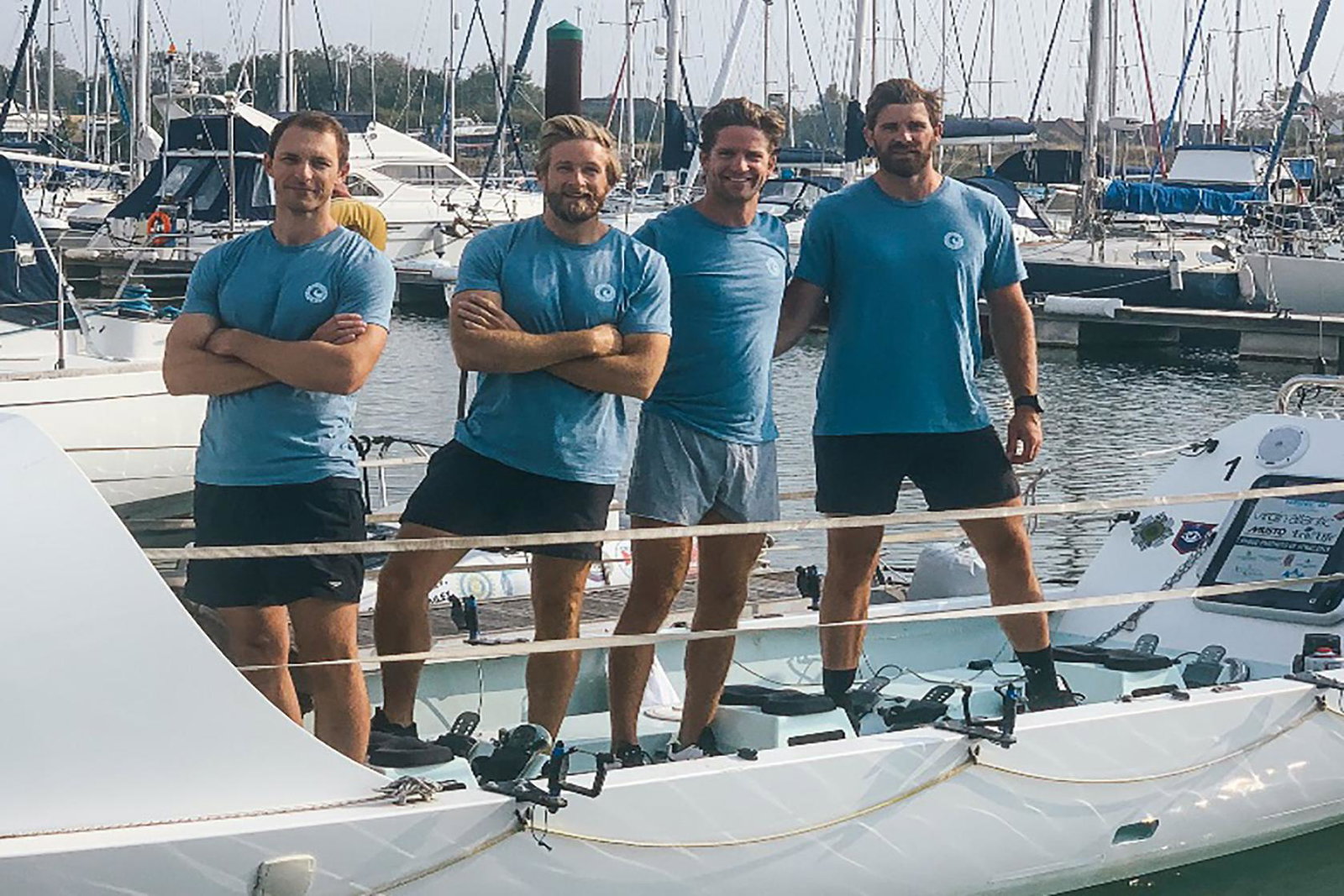 Jimmy Carroll (second from left) with fellow rowers