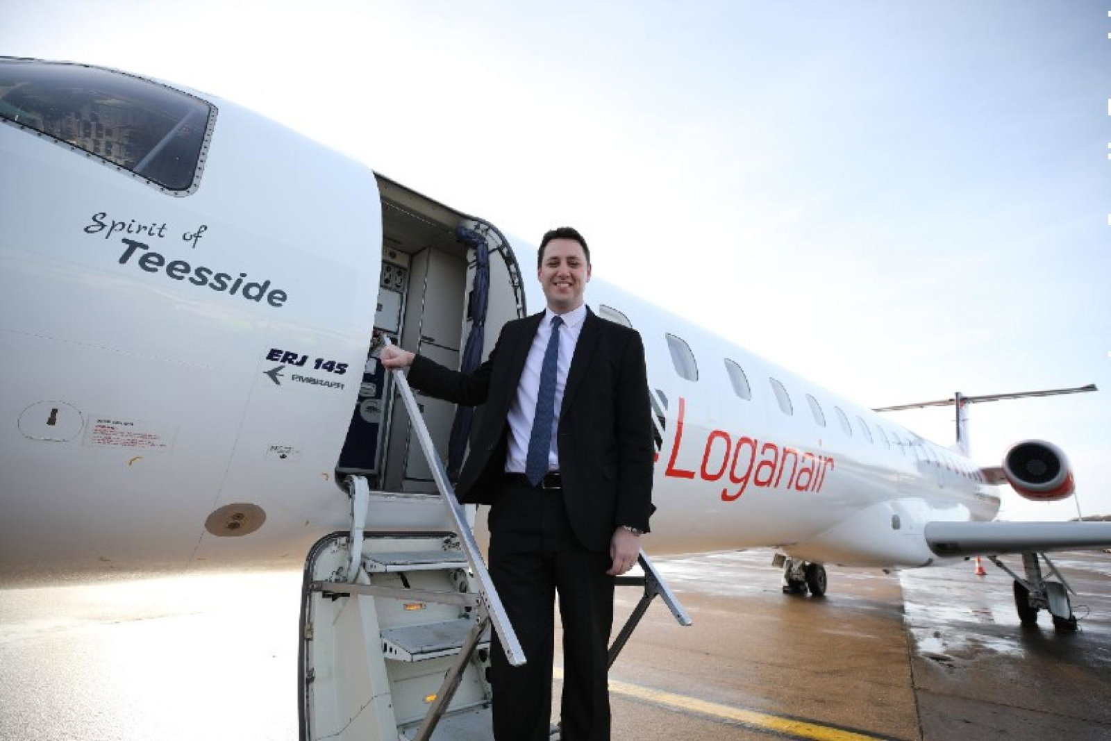 Loganair has named one of its Embraer 145 jets Spirit of Teesside