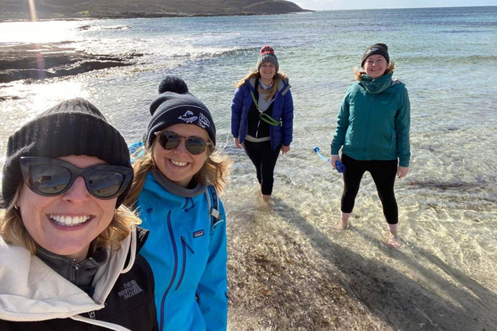 Hattie Seal and Annabel Upson (from left) with the HWDT team in Scotland