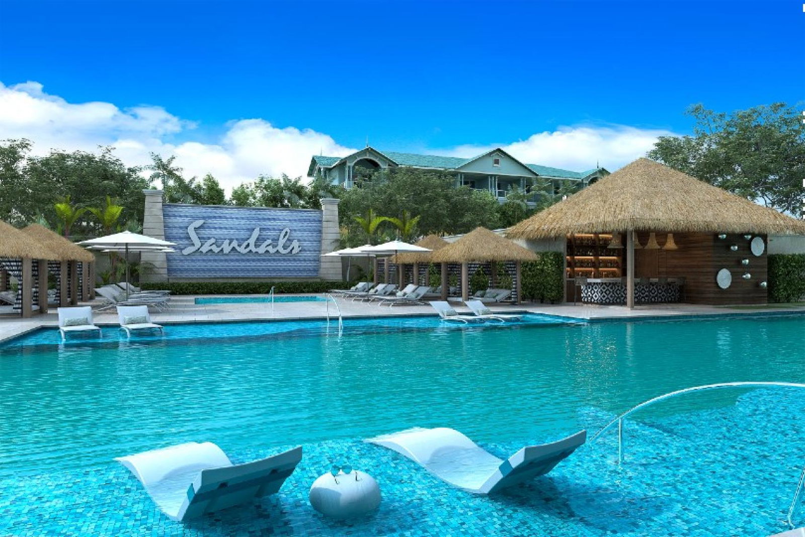 The new Chequers building offers 12 swim-up suites and 36 balcony suites (Credit: Sandals)