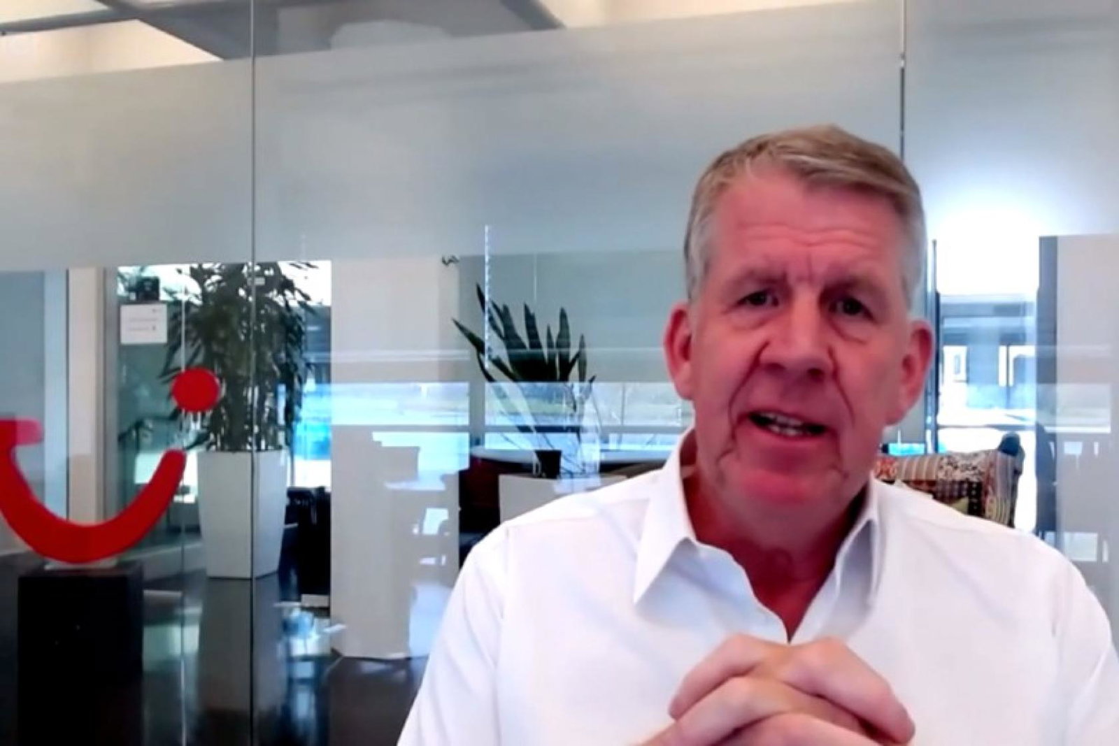 Tui's chief executive Fritz Joussen criticised the 'unpredictability' of changes in UK travel rules (Credit: BBC Talking Business).jpg