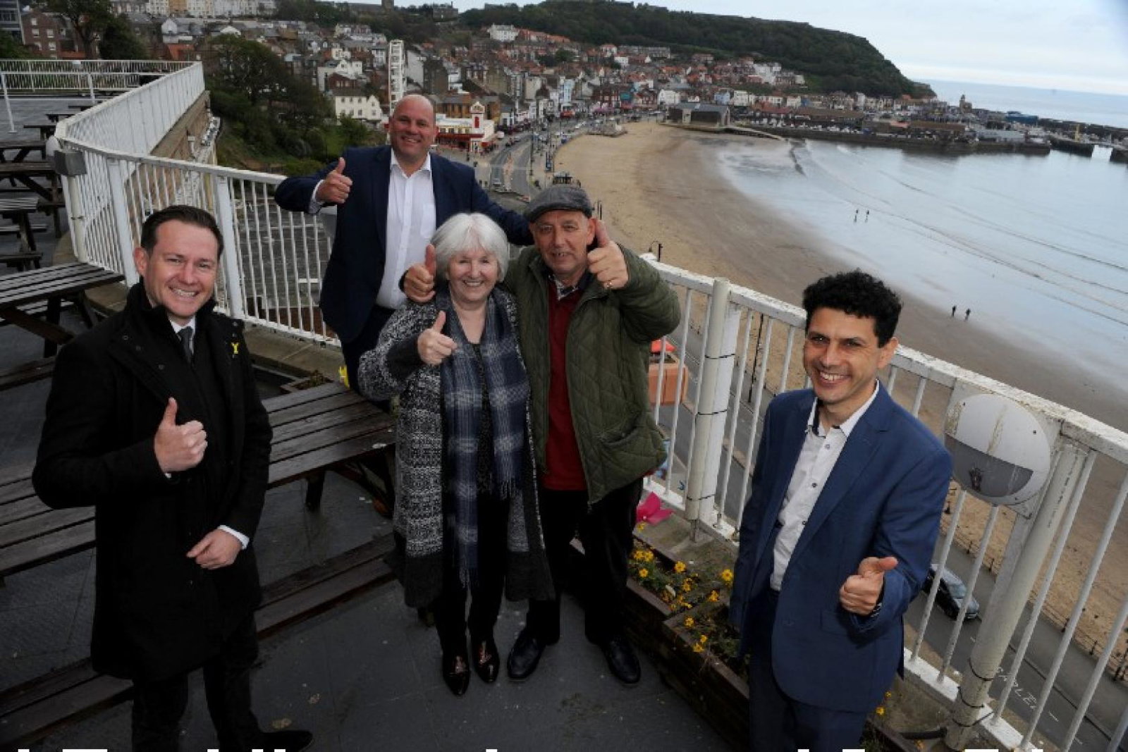 Andy Freeth (back, centre) said it was 'wonderful' to share in passengers' excitement