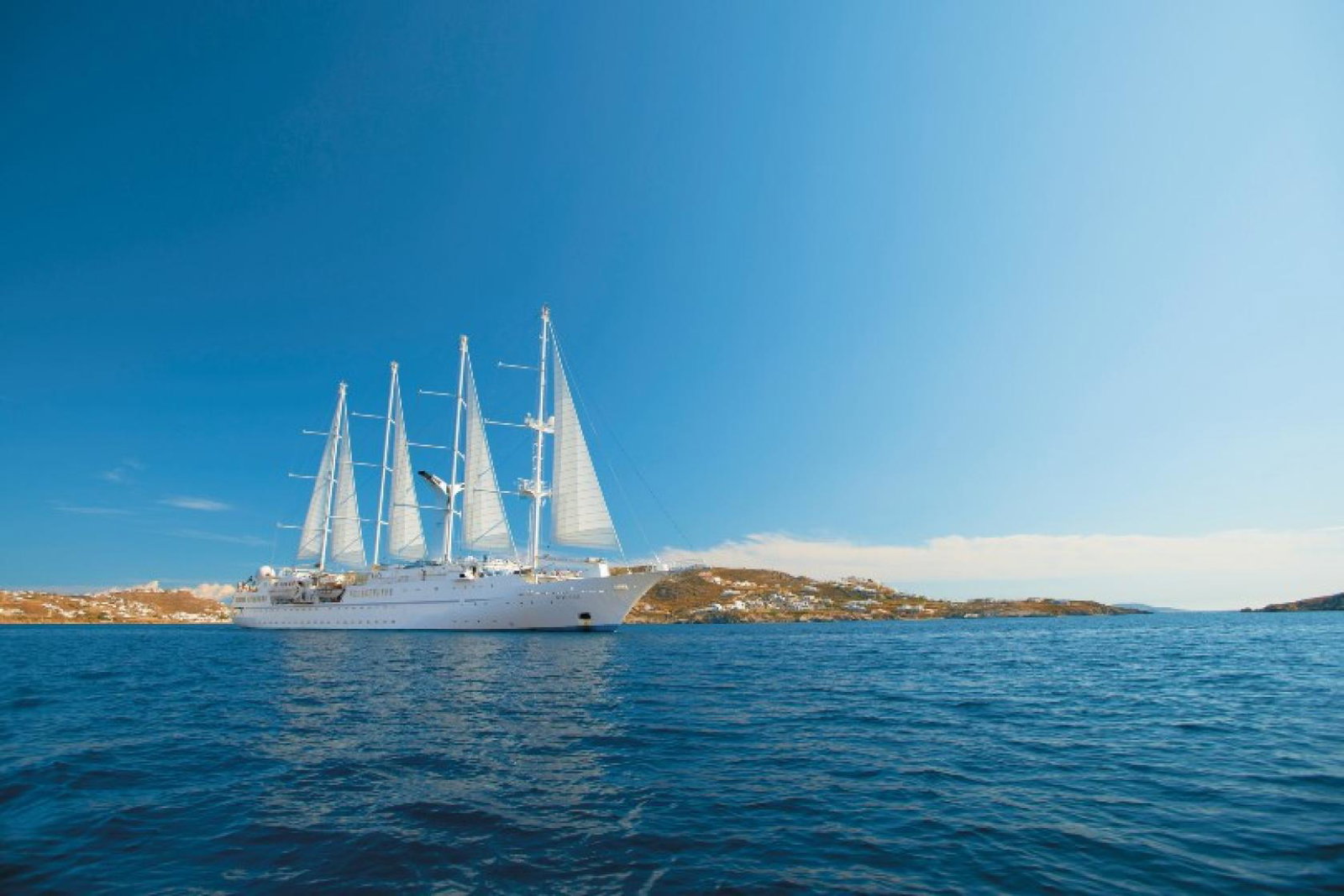 Wind Star pictured in Mykonos on its return cruise