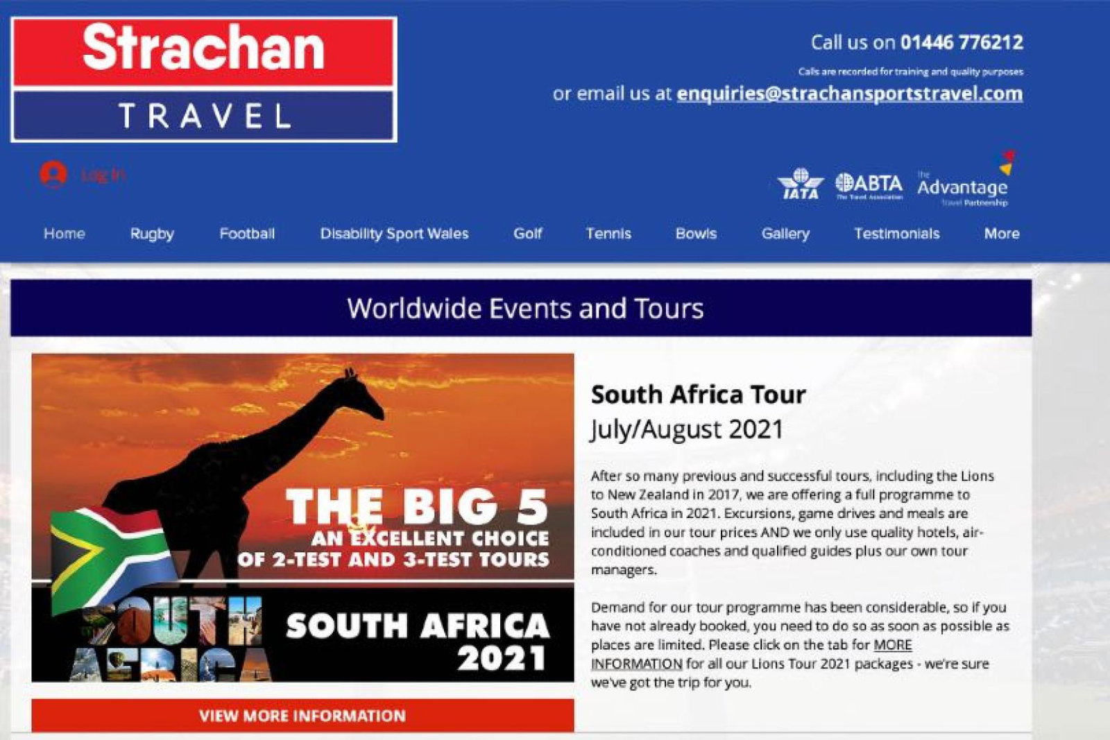 Sam Smith Travel also operated Strachan Sports Travel which organised trips to see the British & Irish Lions rugby team