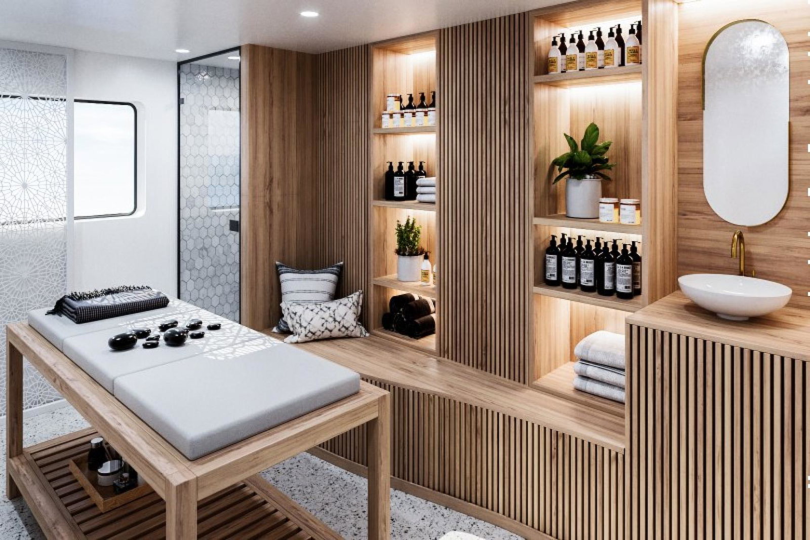 The spa will feature a jacuzzi, a sauna, heated benches and an ice grotto