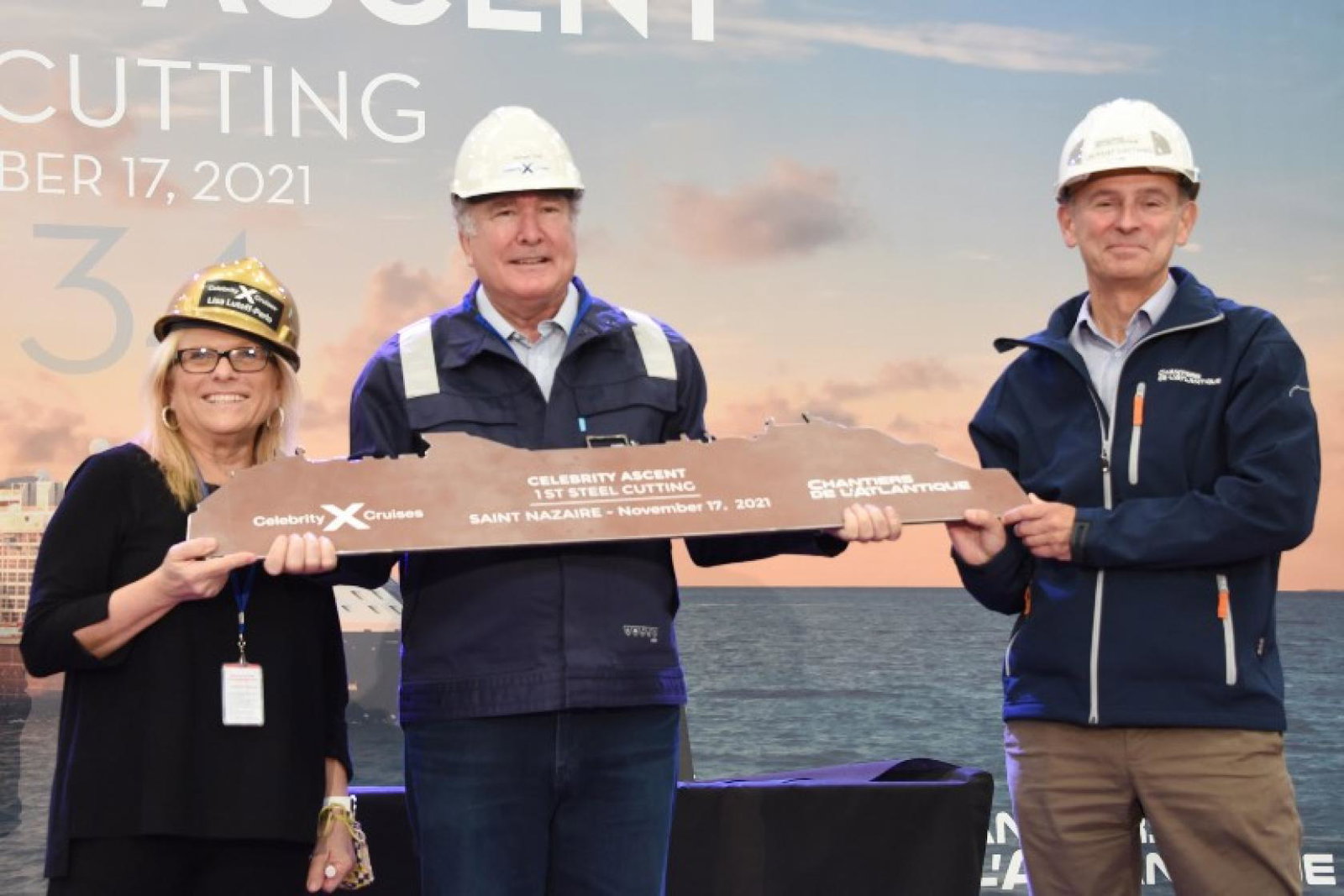 The steel-cutting ceremony for Celebrity Ascent took place at Chantiers de l’Atlantique shipyard in France