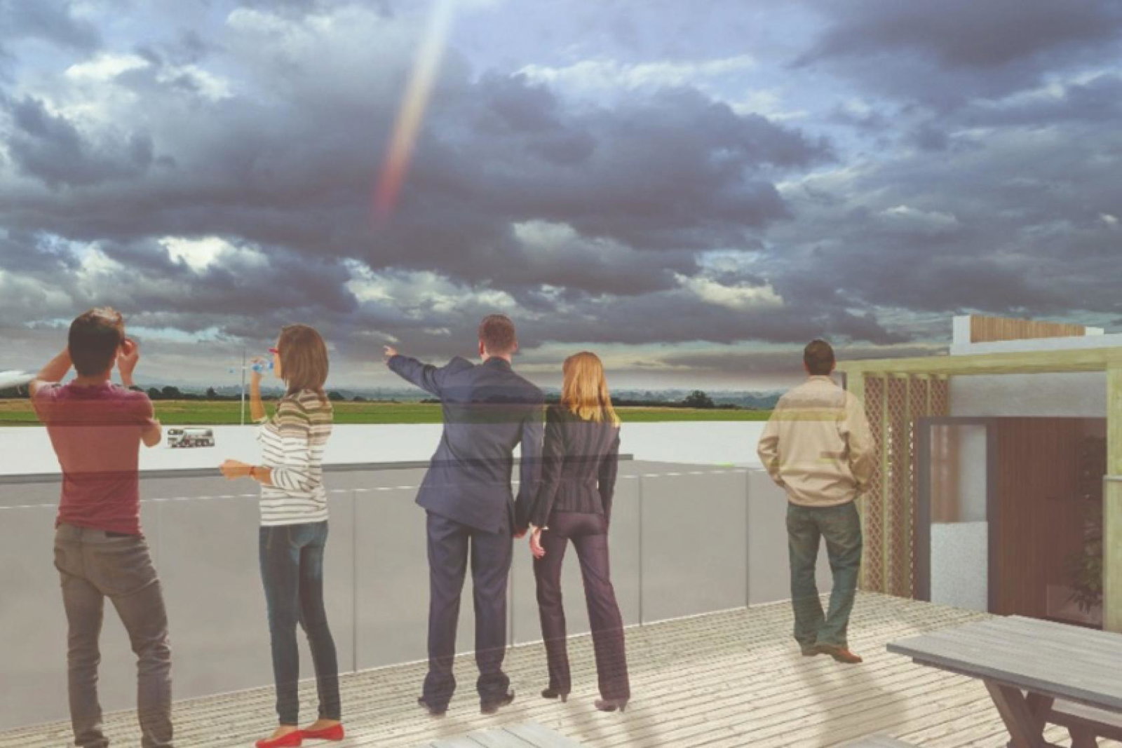 An artist's impression of Teesside airport's new sky bar and viewing platform