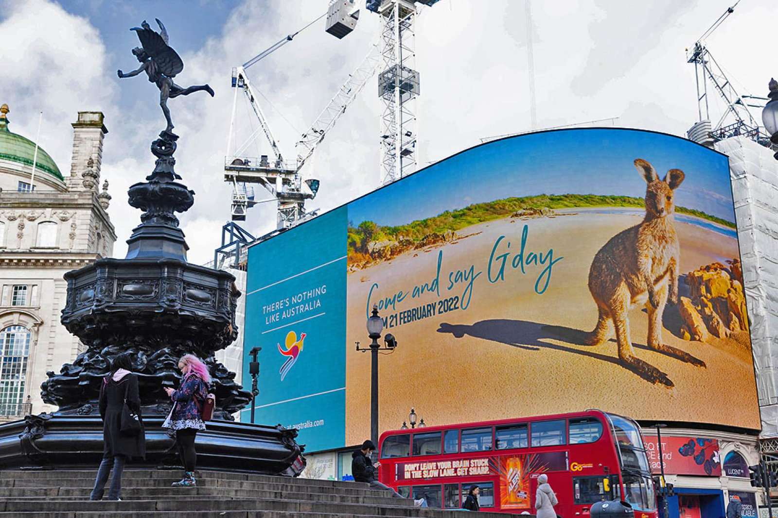 Tourism Australia's ad shines over Piccadilly Circus (Credit: David Parry, PA)