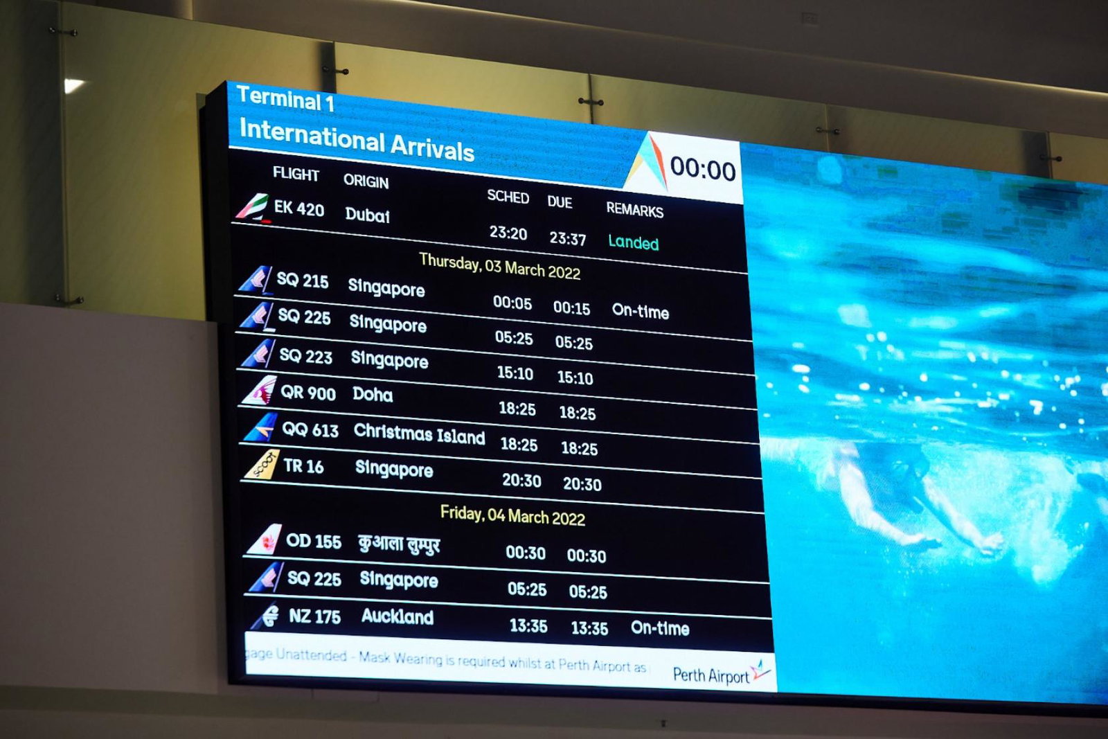 Perth airport has begun welcoming tourists again