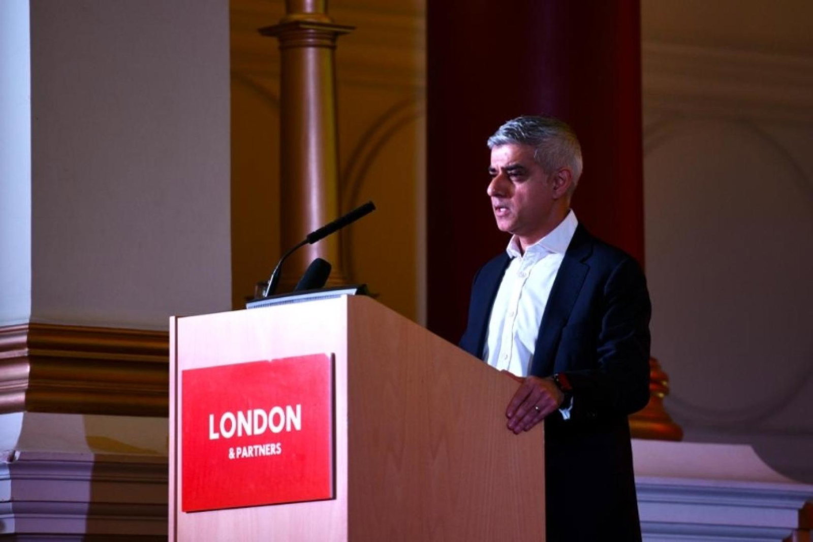 Sadiq Khan addressed delegates at the conference in London on Tuesday (29 March)
