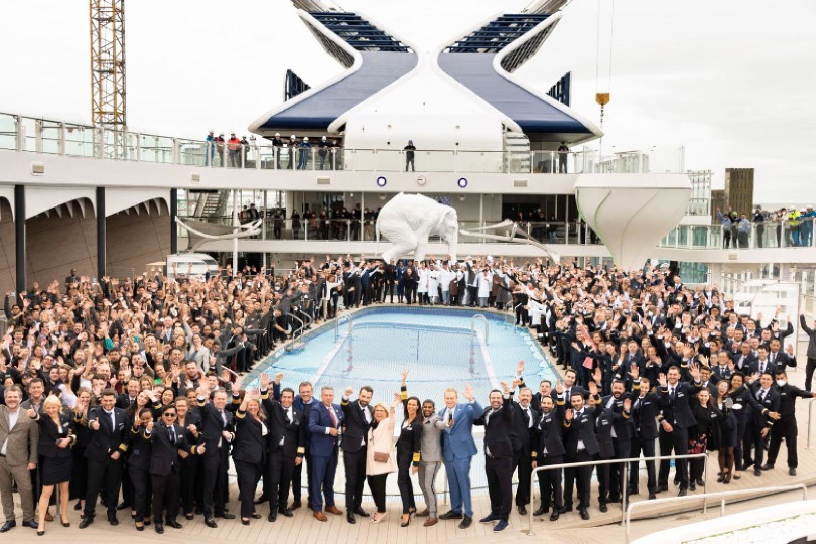 Around 1,400 crew members from more than 60 different countries joined Celebrity Cruises bosses for the handover of Celebrity Beyond
