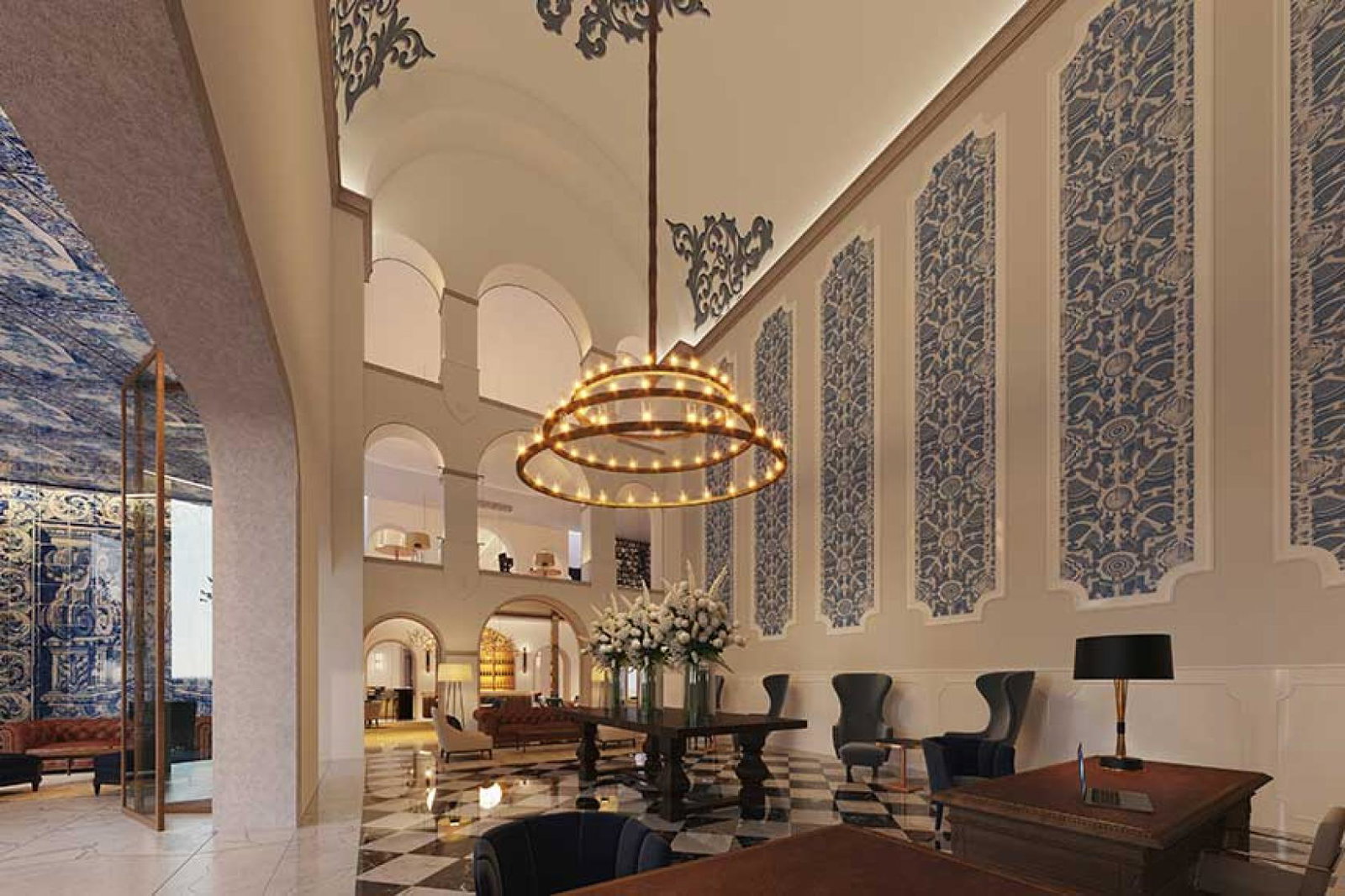 The lobby in the Anantara Royal Vila Vicosa 