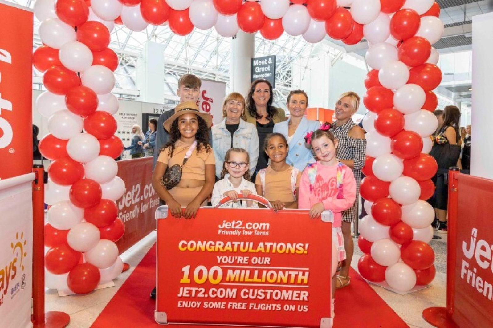 Kerry Williams from Failsworth was named the carrier's 100 millionth customer and gifted five pairs of free flights at check-in