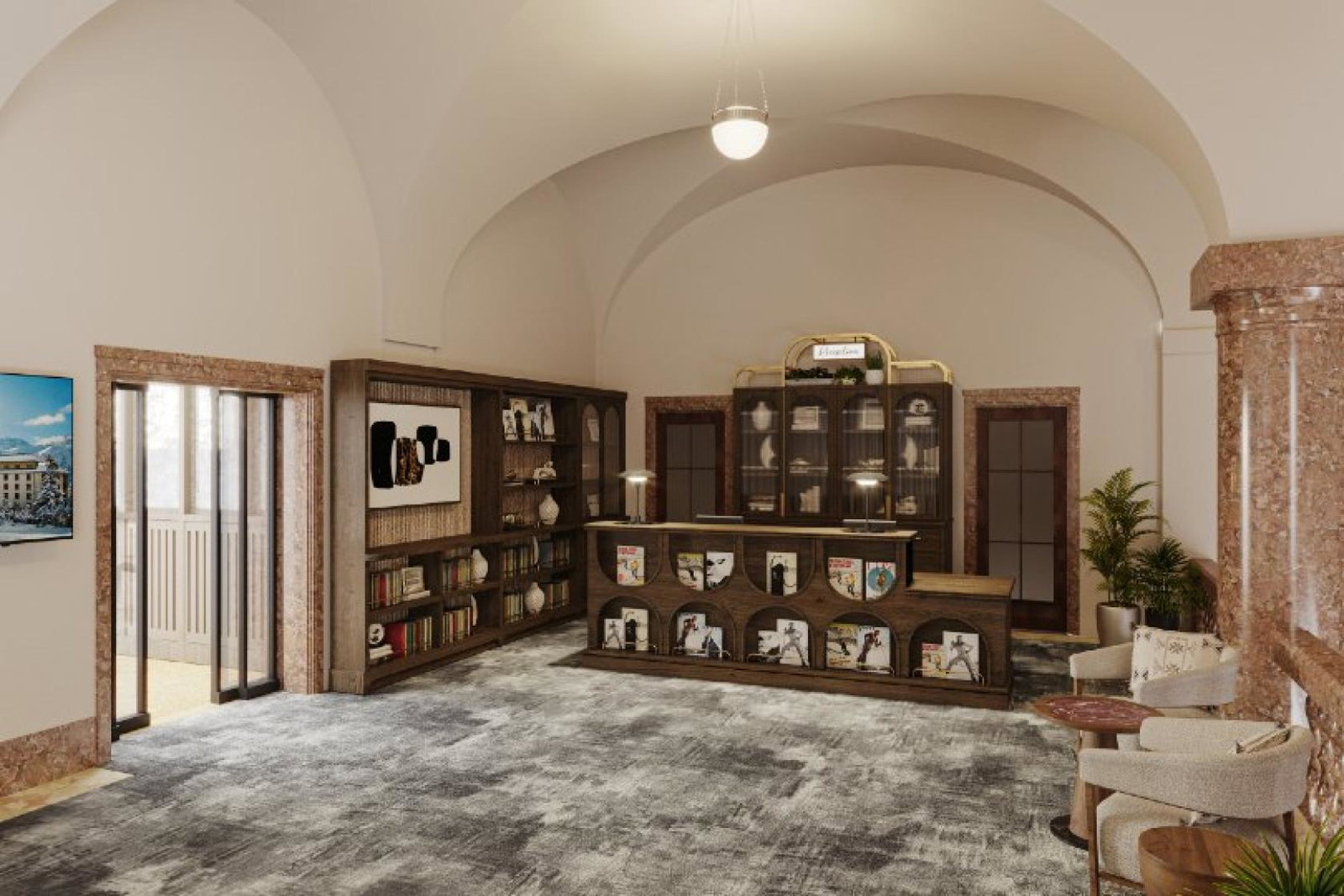 The reception area in the new Faern Arosa Altein 