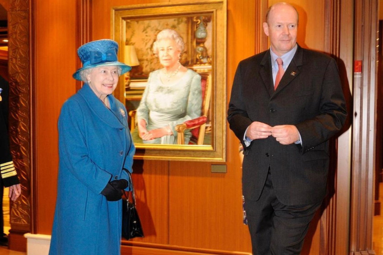 Peter Shanks with the Queen onboard Cunard’s Queen Elizabeth in 2010