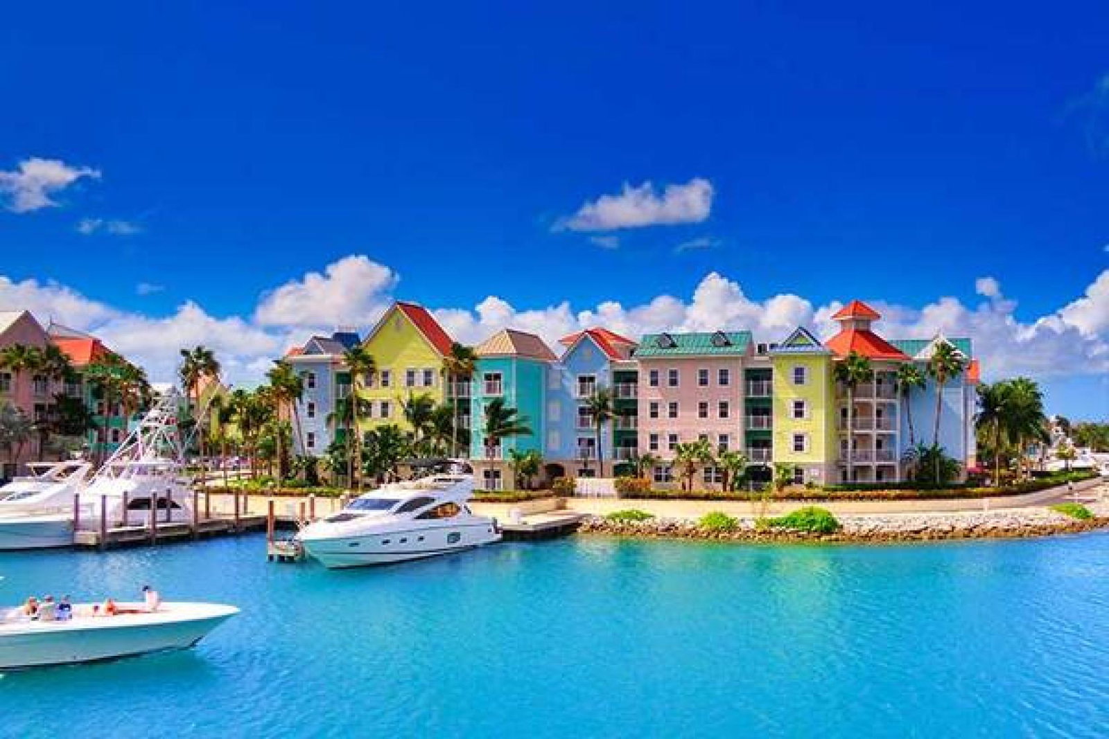 Boats moored in the Bahamas