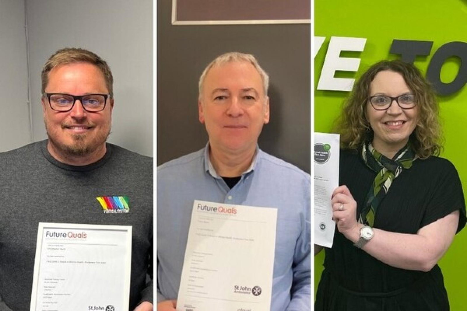 Chris North, Tony Mann and Gina McRobbie have completed their mental health first aid training