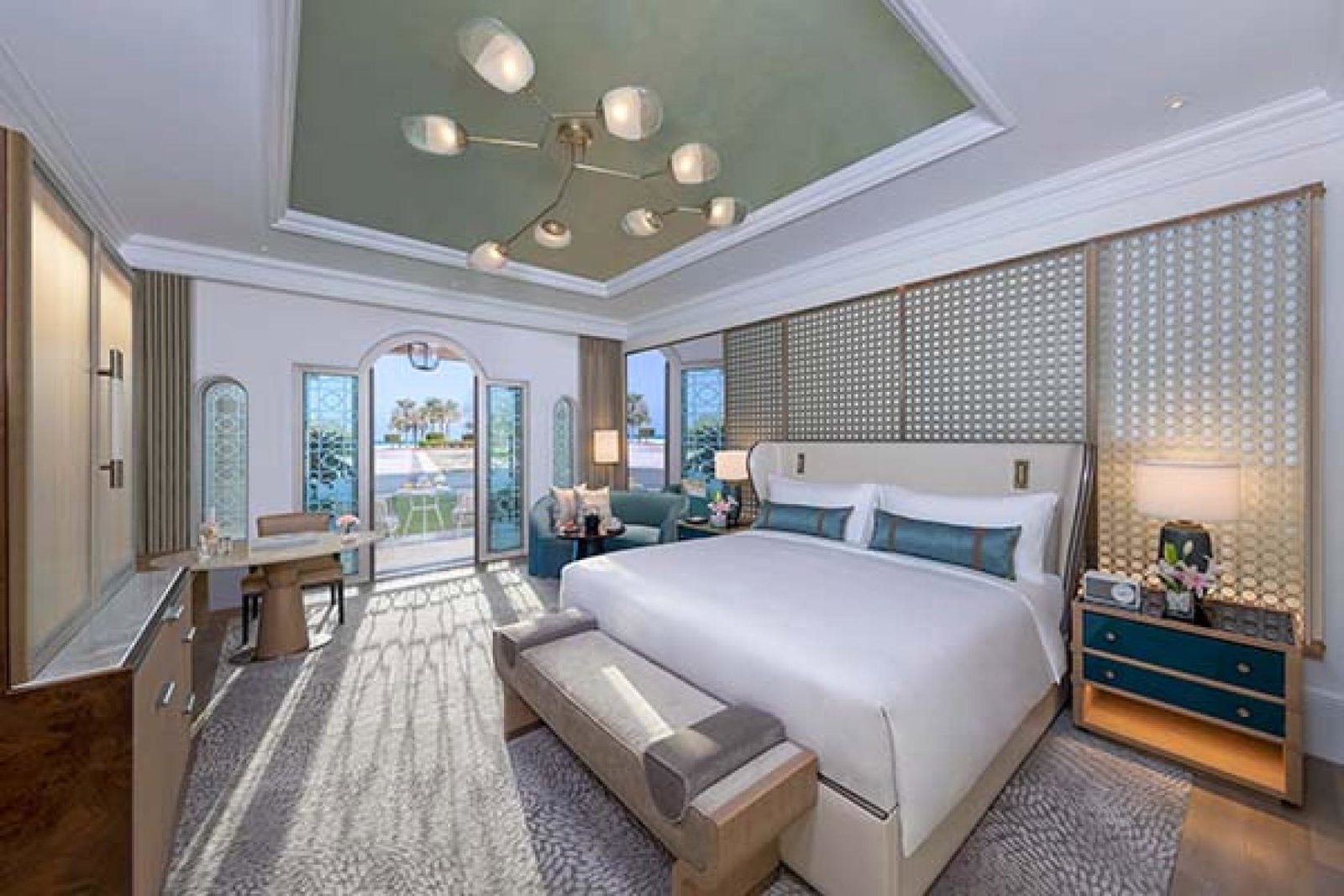 A deluxe garden terrace view room at the Emirates Palace Mandarin Oriental