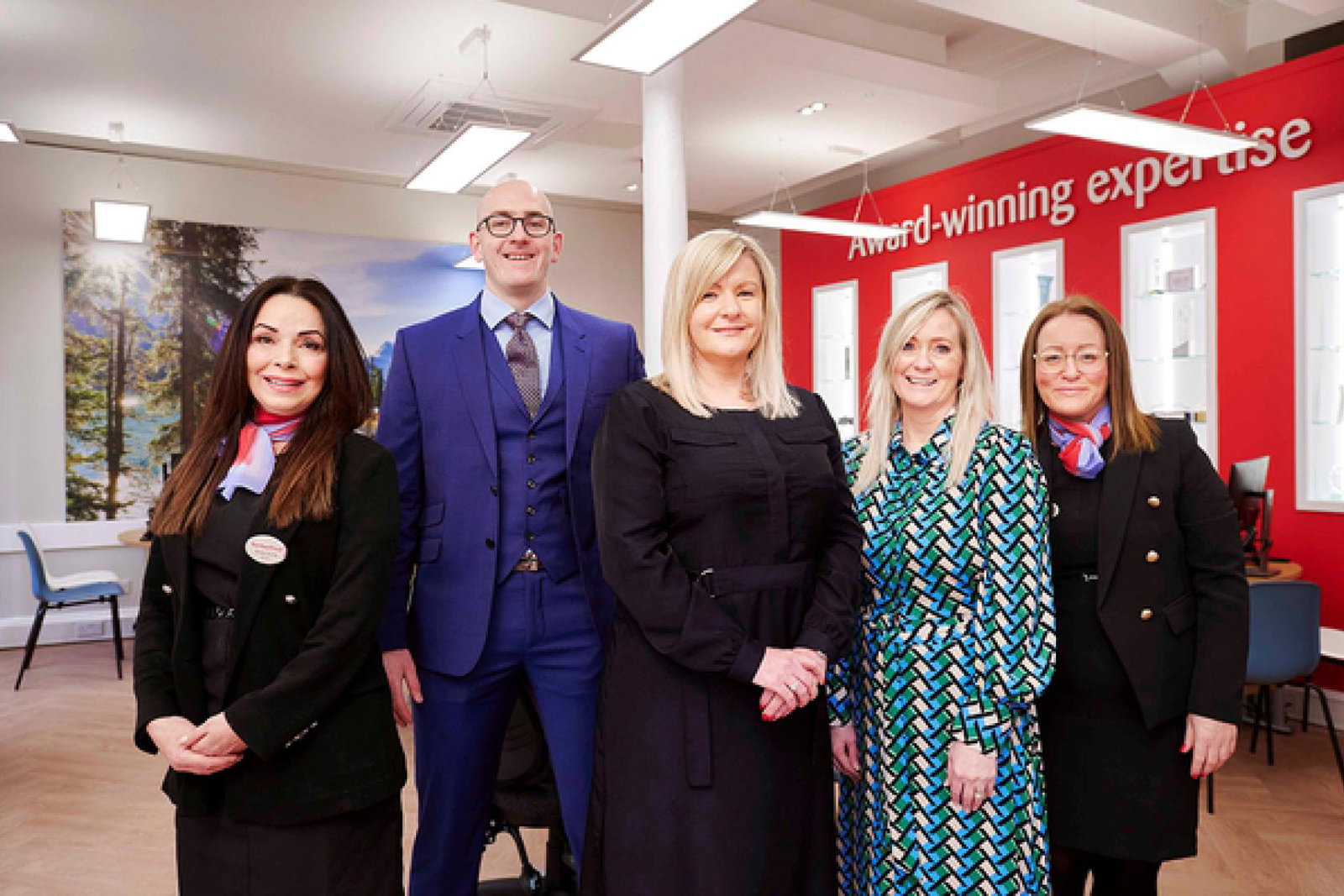 The Gordon Street team with Barrhead Travel president Jacqueline Dobson (centre)