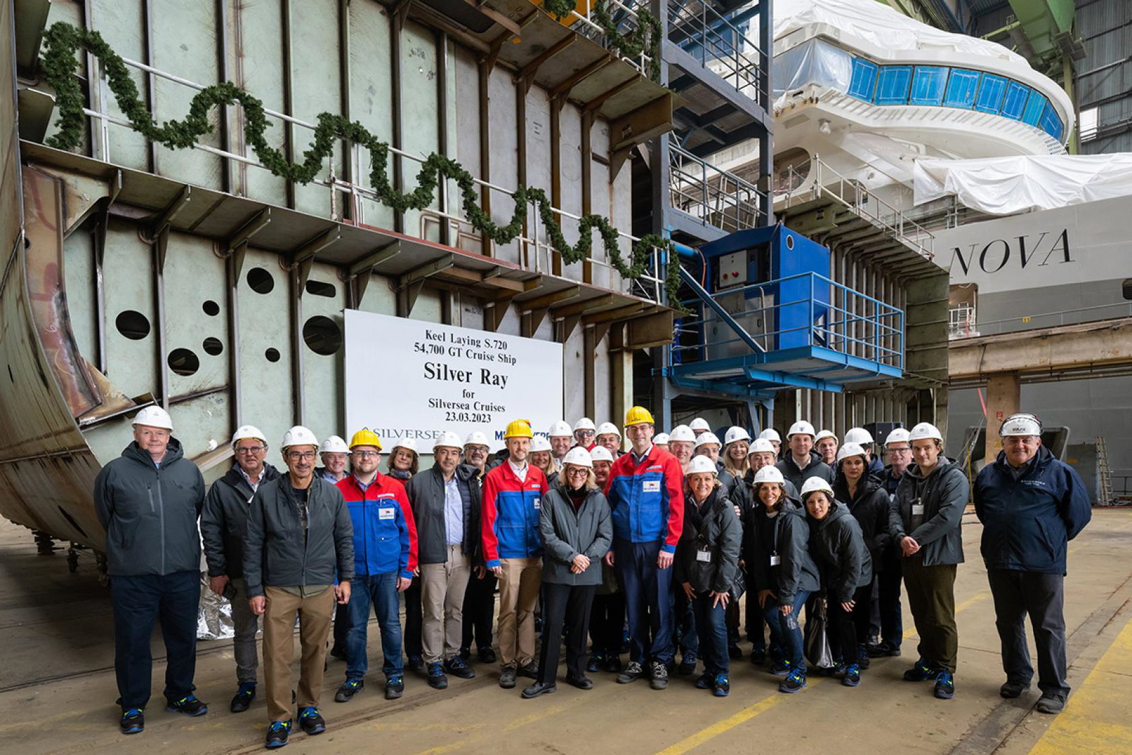 Keel Laying of Silver Ray, with Silver Nova in the background 