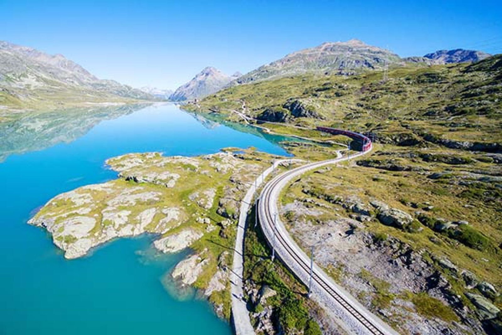 The Bernina Express travels through Switzerland and Italy