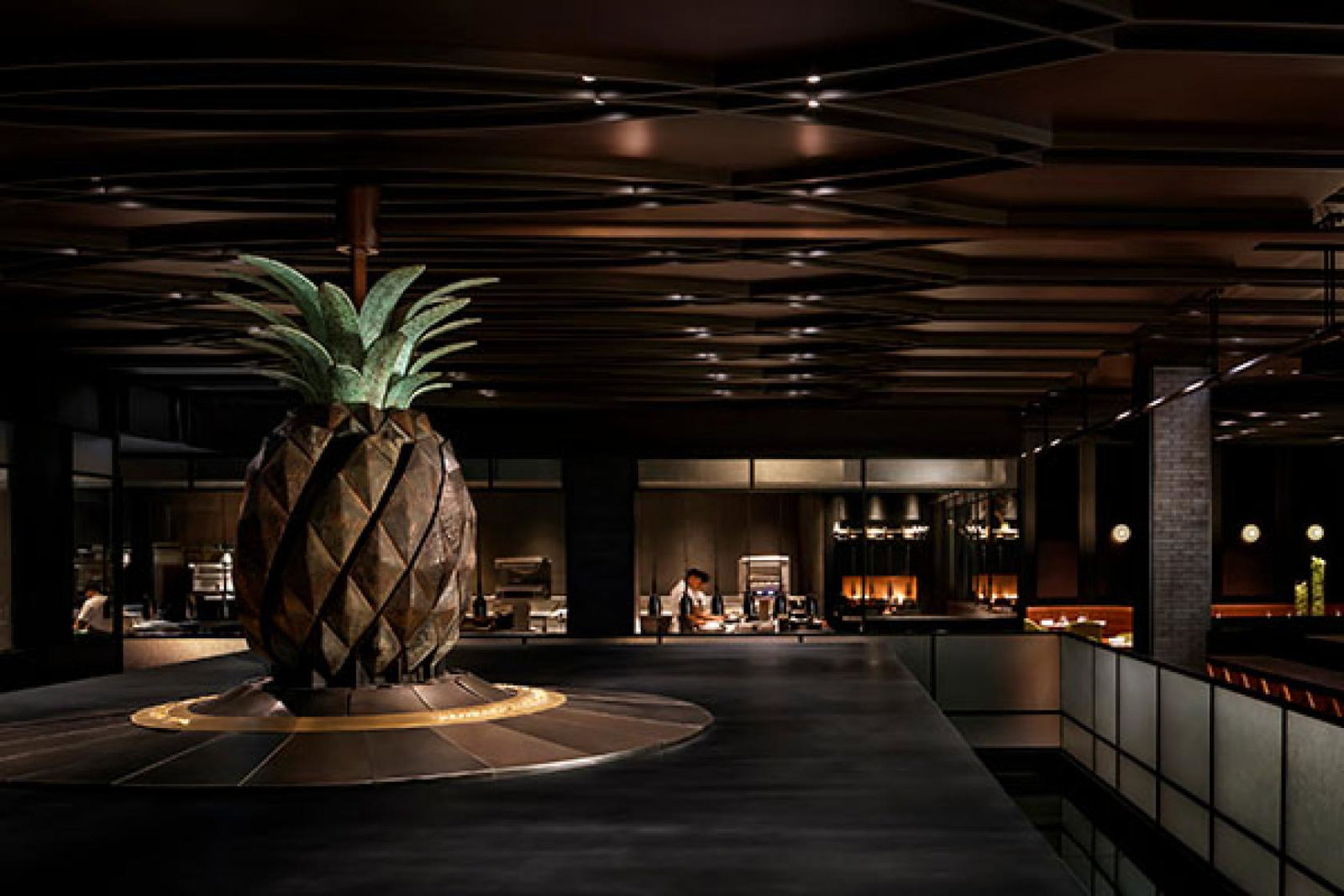 Guests are greeted by a giant pineapple when they arrive at Dinner by Heston Blumenthal