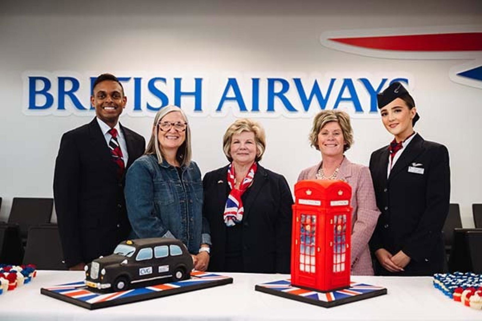 meetNKY president and chief executive Julie Kirkpatrick (second from left) joined celebrations to mark the inaugural BA flight from Cincinnati/Northern Kentucky International Airport to Heathrow on June 5