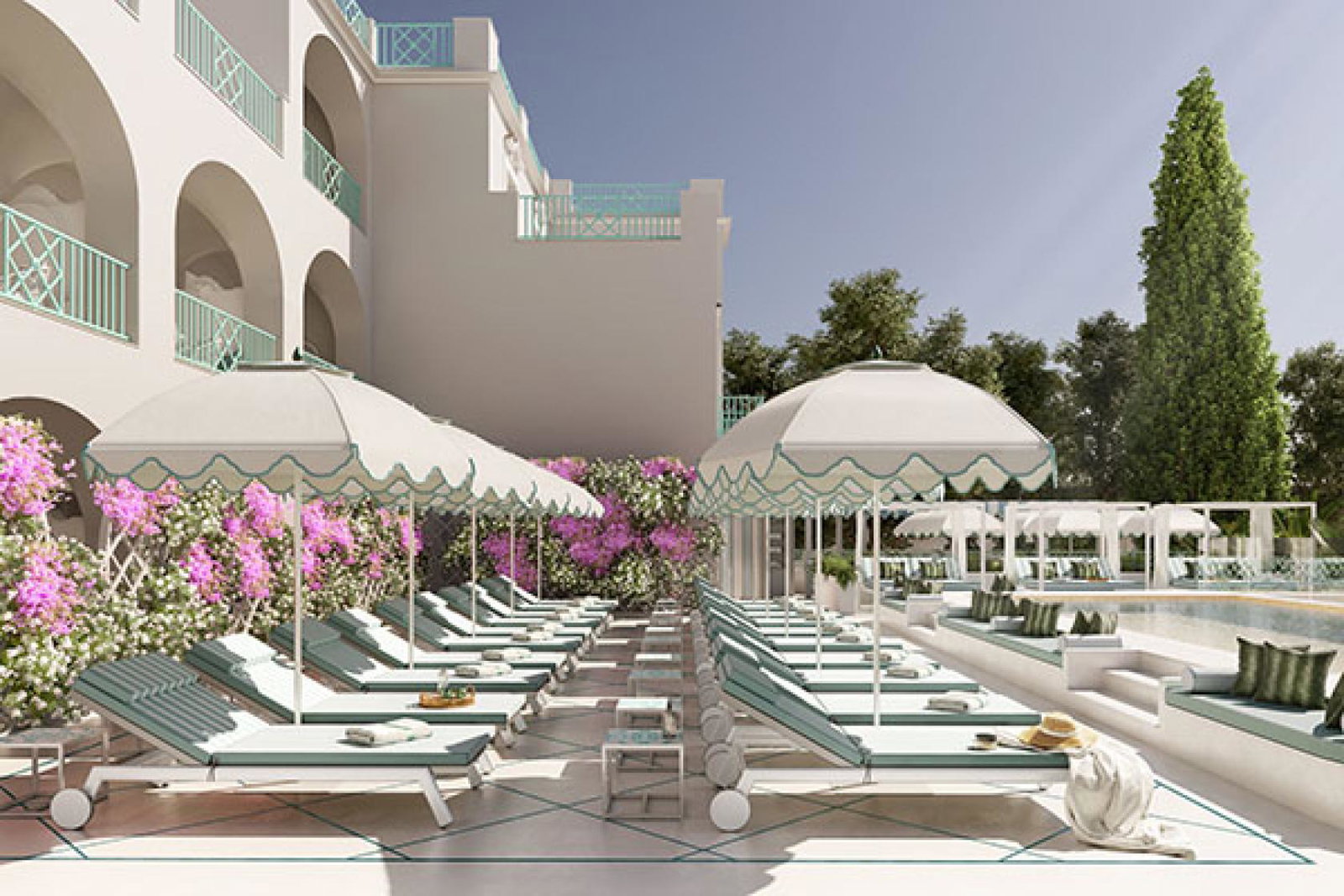 The pool area at the new Hotel La Palma