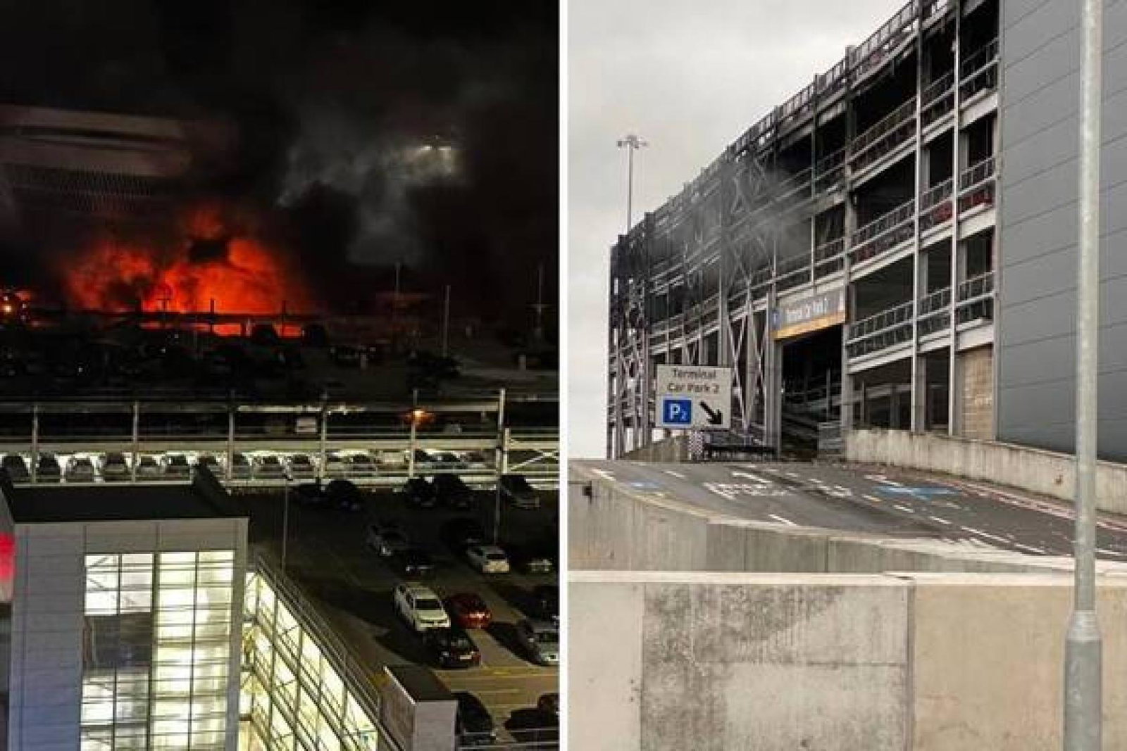 Luton airport fire October 2023 (Credit: Bedfordshire Fire and Rescue Service)