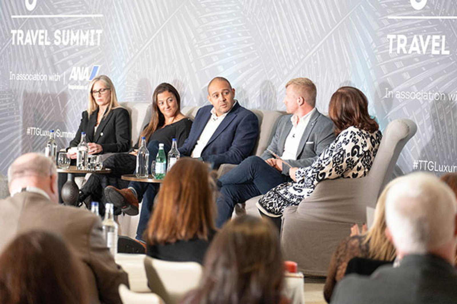 L-R: Misty Belles, Virtuoso; Rebecca Masri, Little Emperors; Jason Oshiokpekhai, Global Travel Collection UK; Mark Swords, Swords Travel; and April Hutchinson, TTG Luxury 