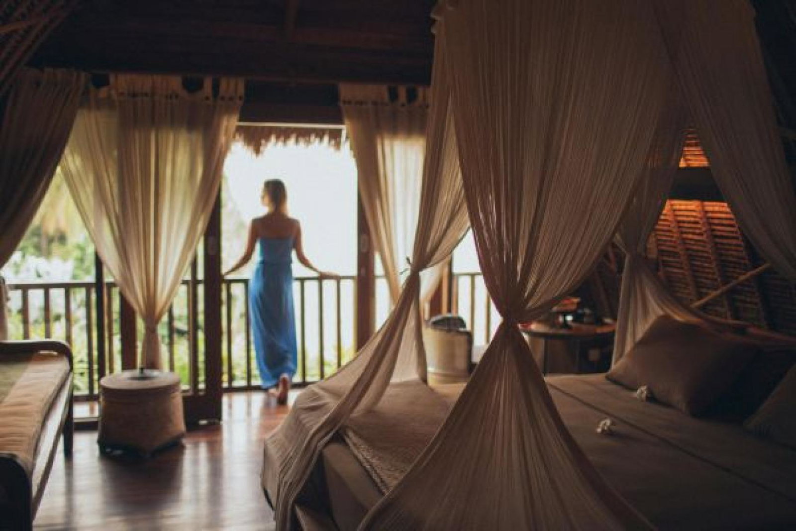 Woman in luxury resort 