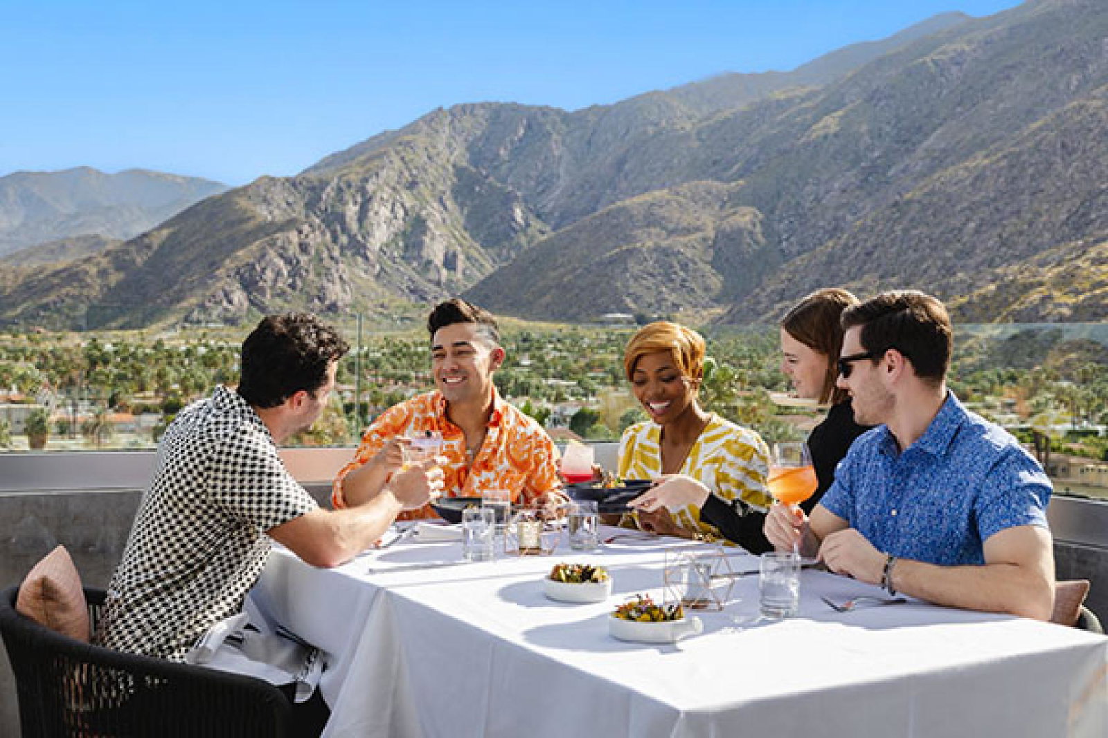 4 Saints is a Michelin-recommended restaurant on the rooftop of Kimpton Rowan Palm Springs Hotel