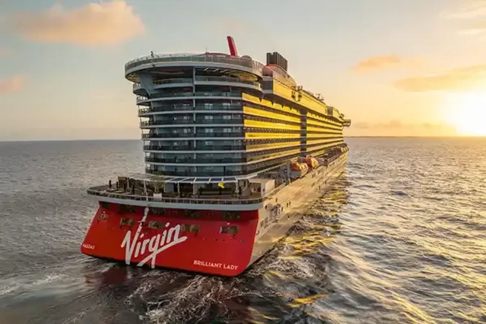 Virgin Voyages Brilliant Lady rear view used for a competition