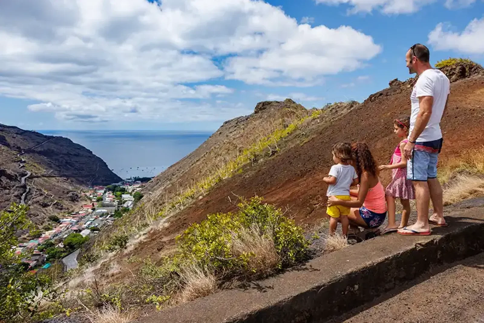 A family walking in St Helena. Credit: Mathias Falcone