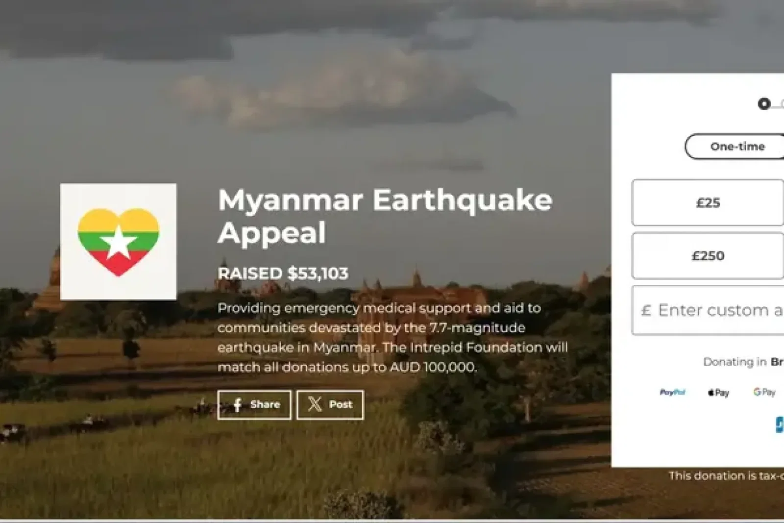 Intrepid Travel launches Myanmar earthquake appeal