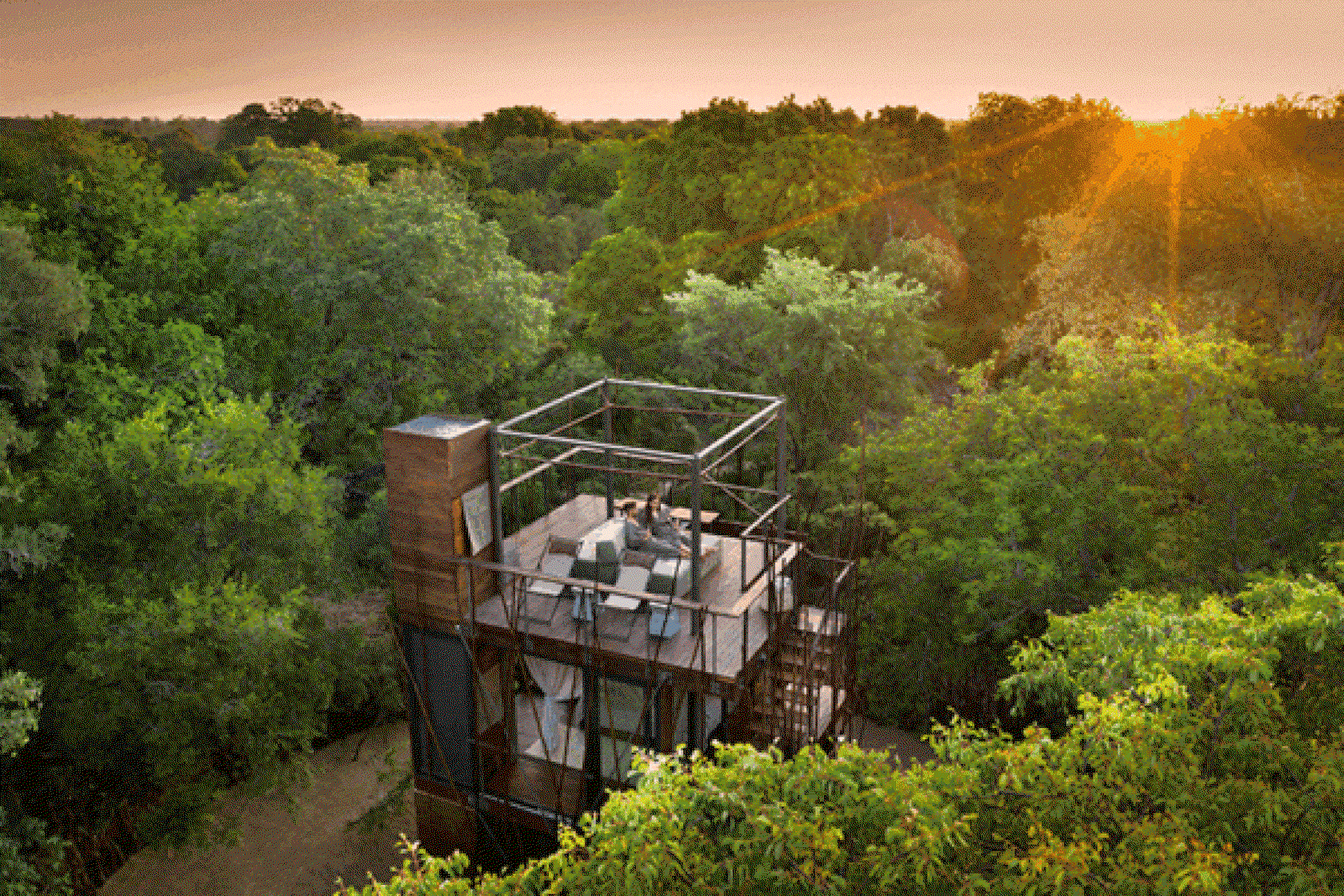 South Africa Ngala Private Game Reserve Ngala Treehouse aerial exterior