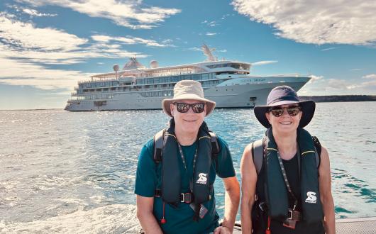 Andara Travel co-director Dave Allen with his wife Lesley on their cruise to the Galapagos Islands with Silversea