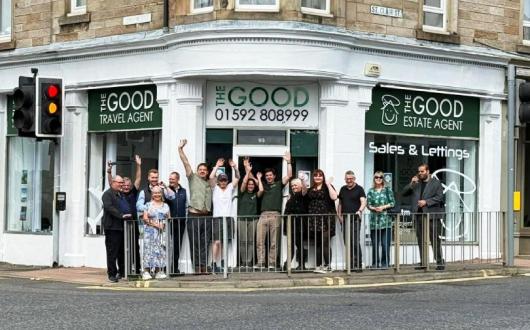 The team at The Good Travel Agent in Kirkcaldy, pictured outside the brand's first retail store