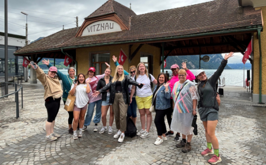 TTG Sustainable Travel Ambassadors in Training outside Vitznau Station in Lausanne