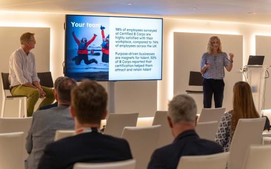 Intrepid's Rochelle Turner and Felloh's Will Bicknell ran through how B Corps balance profit and purpose