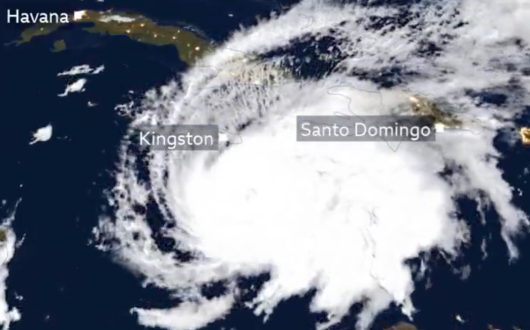 Hurricane Melissa trajectory Credit: BBC Weather