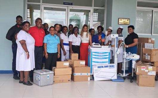 The team pictured with the life-saving medical equipment and resources