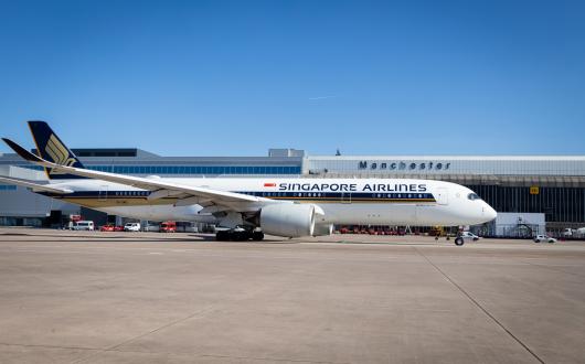 Singapore Airlines aircraft at Manchester Airport