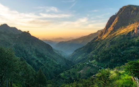 Sunrise over mountains in Ella, Sri Lanka 
