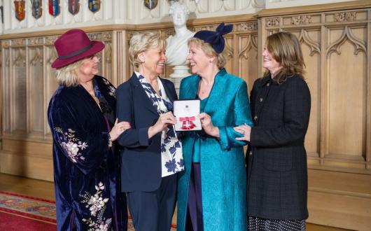 Jo Rzymowska was joined by her partner Lynne and close friends when she received her MBE