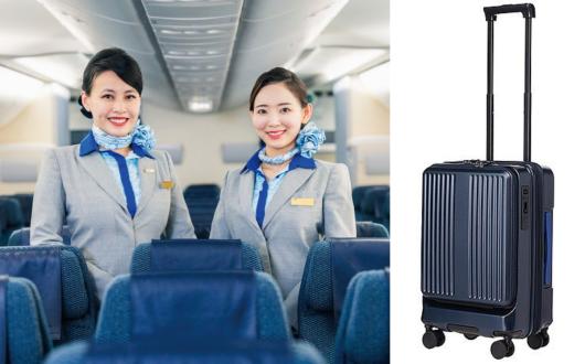 Cabin crew smiling on ANA airline and seperate suitcase image