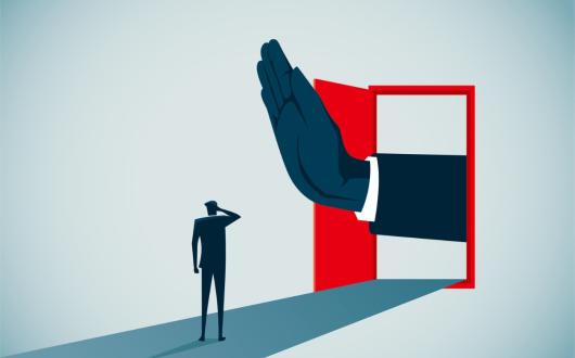 Graphic image of person blocking door