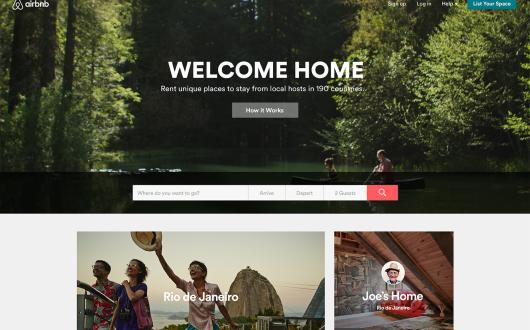 Airbnb homepage